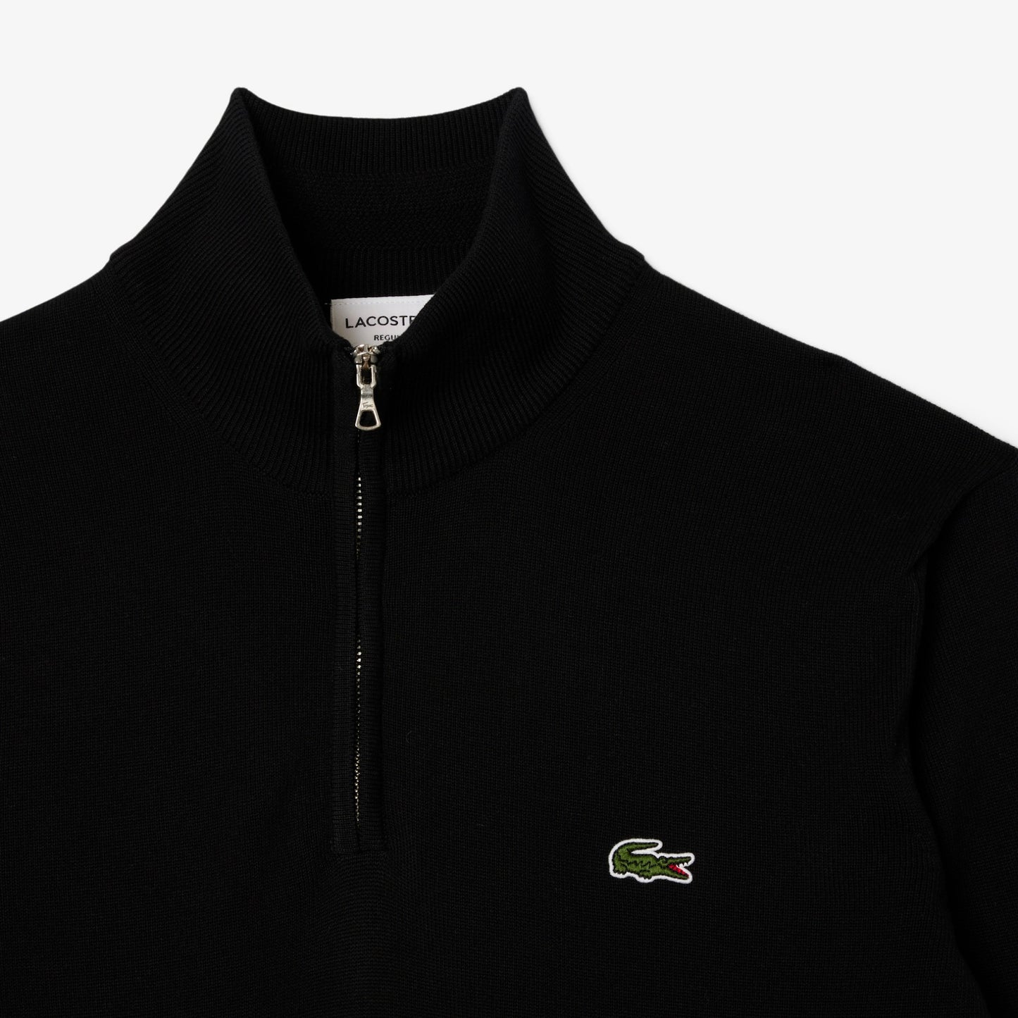 Lacoste Organic Cotton Half-Zip Black Sweater