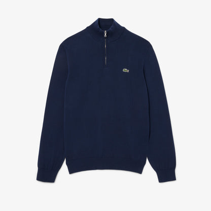 Lacoste Organic Cotton Half-Zip Navy Sweater