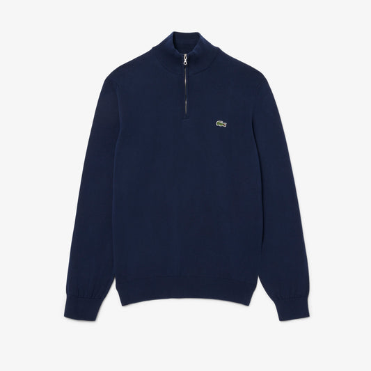 Lacoste Organic Cotton Half-Zip Navy Sweater
