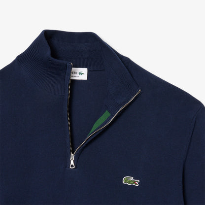 Lacoste Organic Cotton Half-Zip Navy Sweater