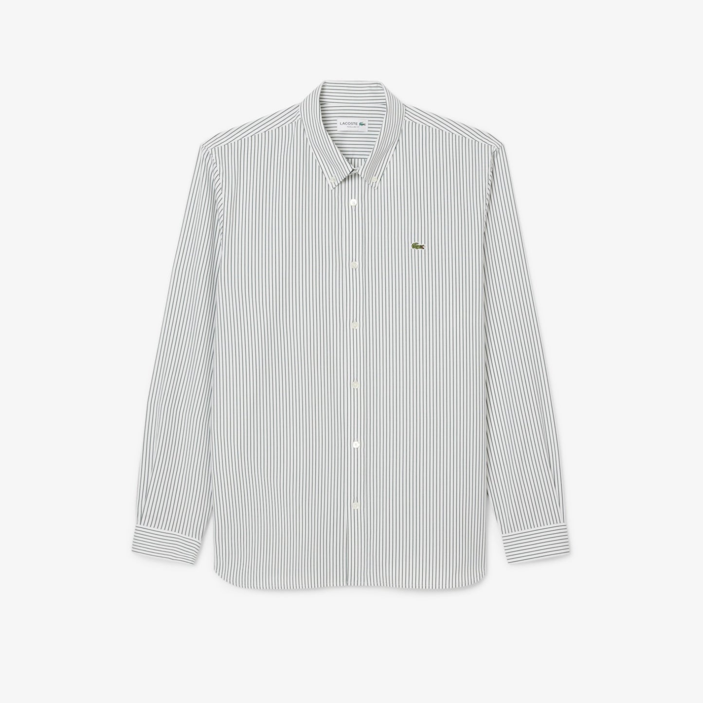 Lacoste Striped Pinpoint Regular Fit Green Buttoned Shirt