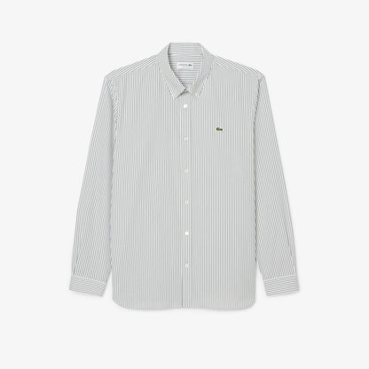 Lacoste Striped Pinpoint Regular Fit Green Buttoned Shirt