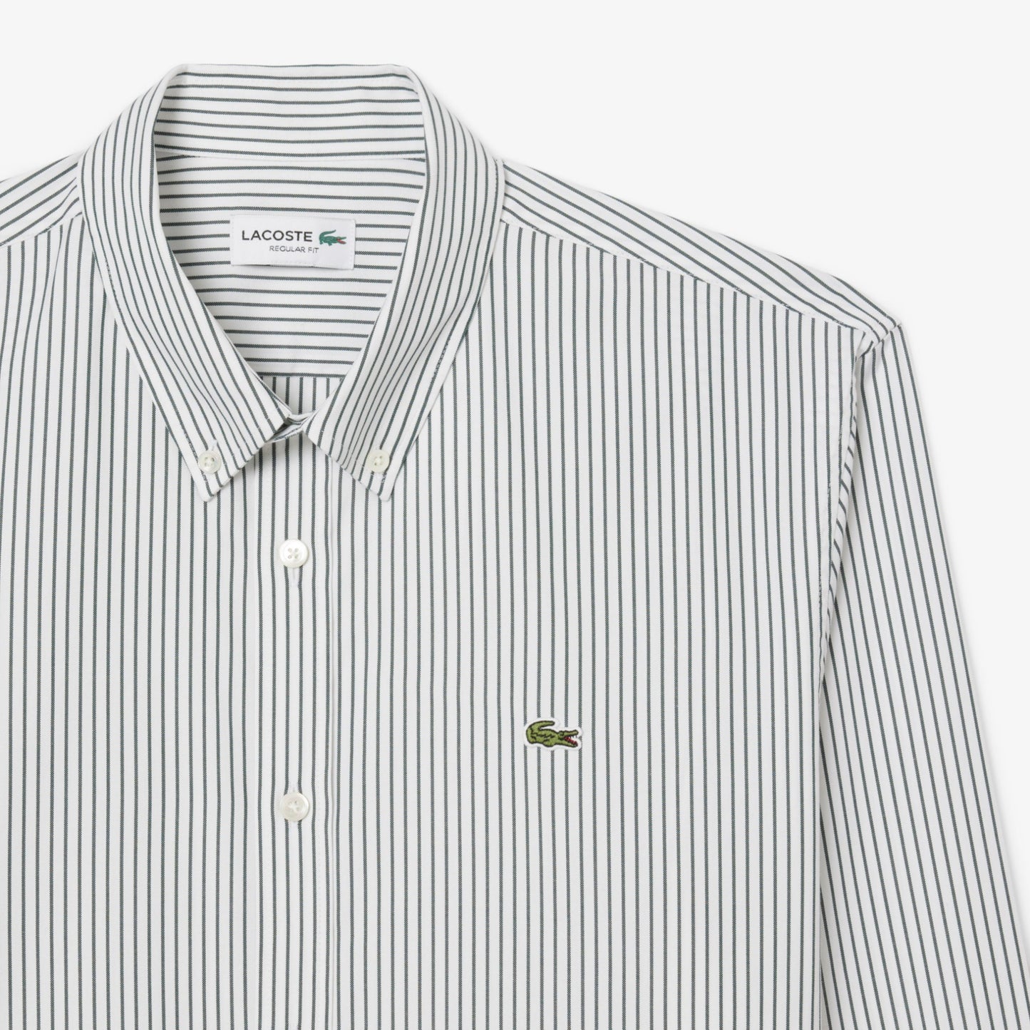 Lacoste Striped Pinpoint Regular Fit Green Buttoned Shirt