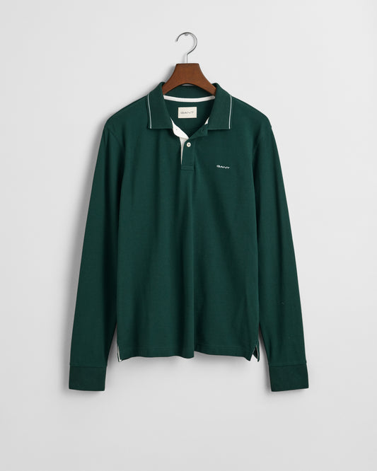 Gant Tartan Green Textured Collar Polo