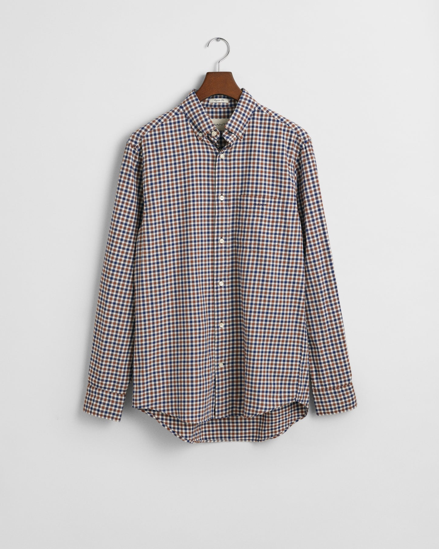 Gant Regular Fit Cacao Brown Twill Gingham Shirt