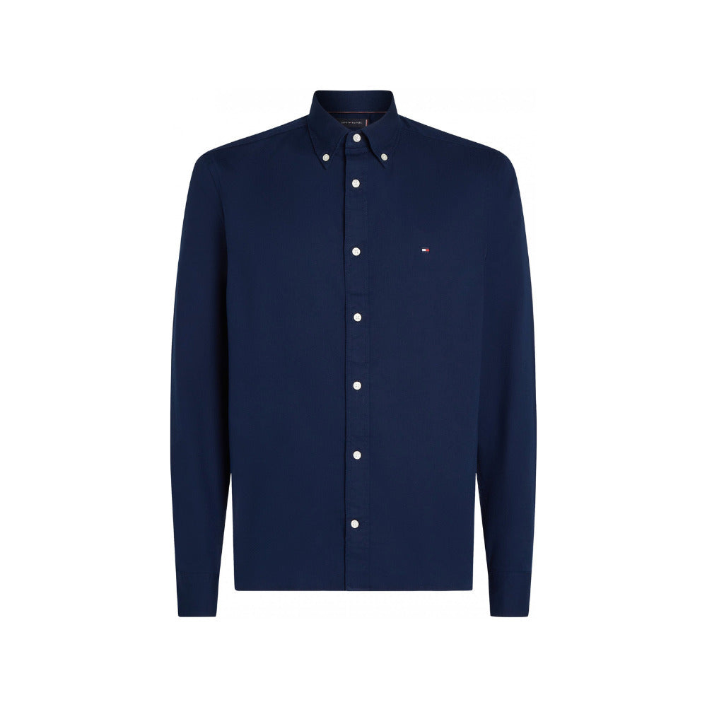 TOMMY HILFIGER DARK BLUE FLEX DOBBY SF SHIRT