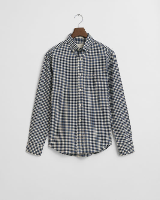 GANT Reg Twill Gingham Naval Blue Shirt