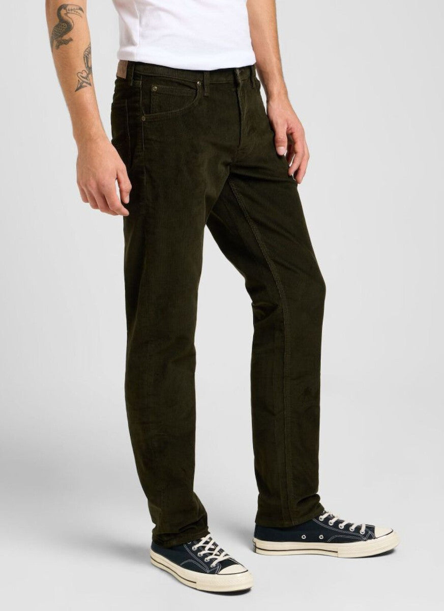 Lee Daren Zip Fly Corduroy Olive Night Trousers