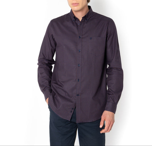 Bostonians Chester Twill Regular Fit Purple Shirt
