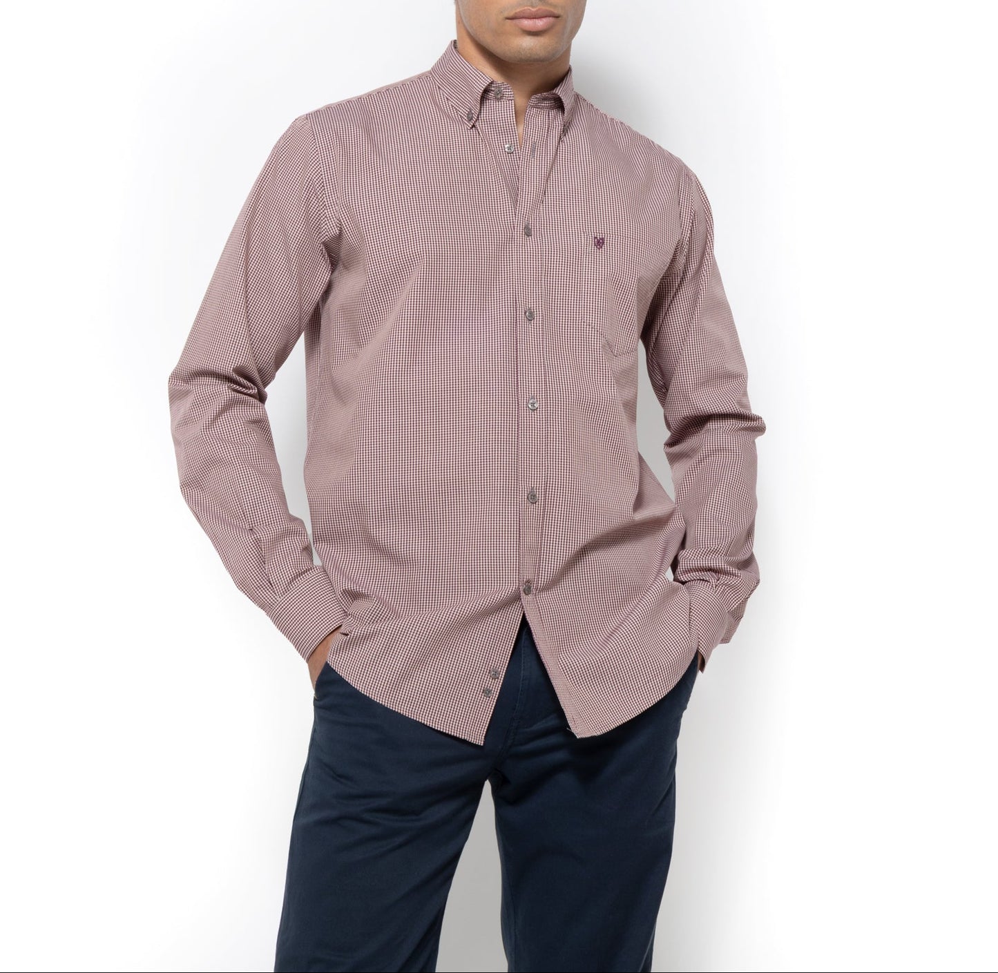 Bostonians Chester Poplin Regular Fit Burgundy Shirt