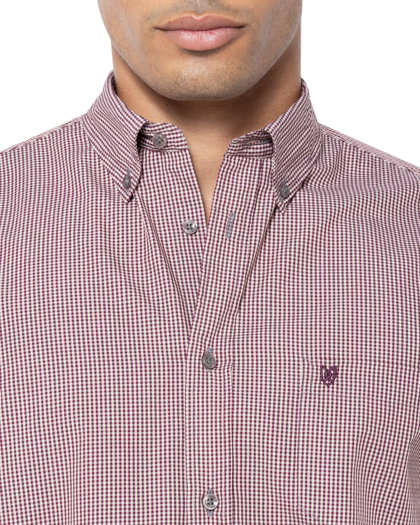 Bostonians Chester Poplin Regular Fit Burgundy Shirt