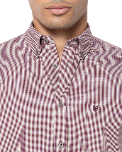 Bostonians Chester Poplin Regular Fit Burgundy Shirt