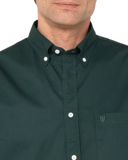 Bostonians Regular Fit Gabardine Dark Green Shirt