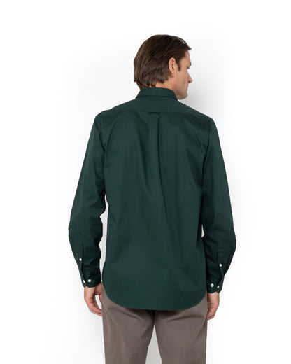 Bostonians Regular Fit Gabardine Dark Green Shirt