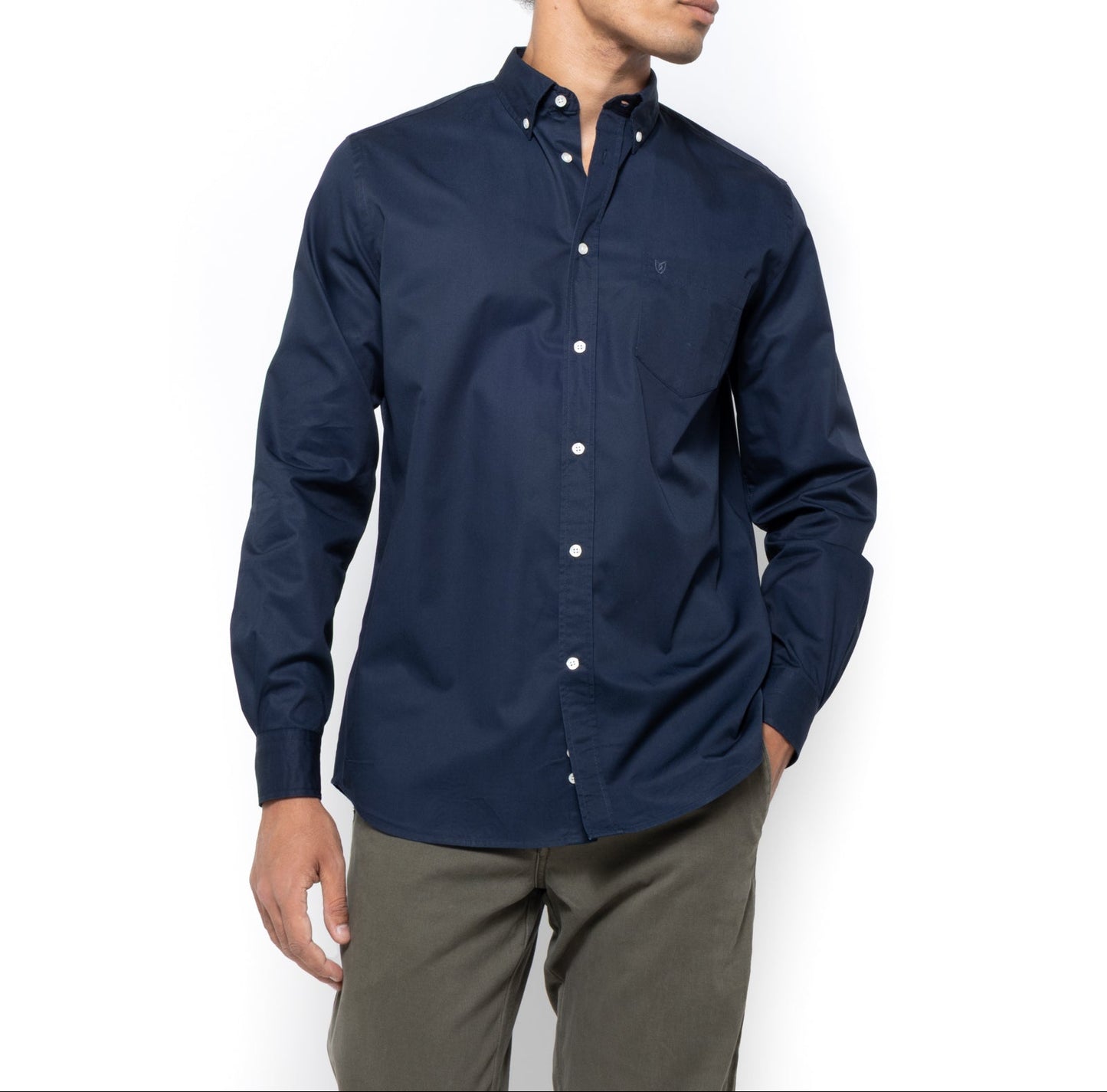 Bostonians Navy Regular Fit Gabardine Shirt
