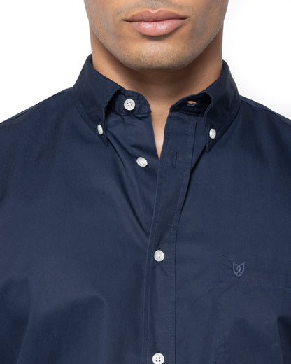 Bostonians Navy Regular Fit Gabardine Shirt