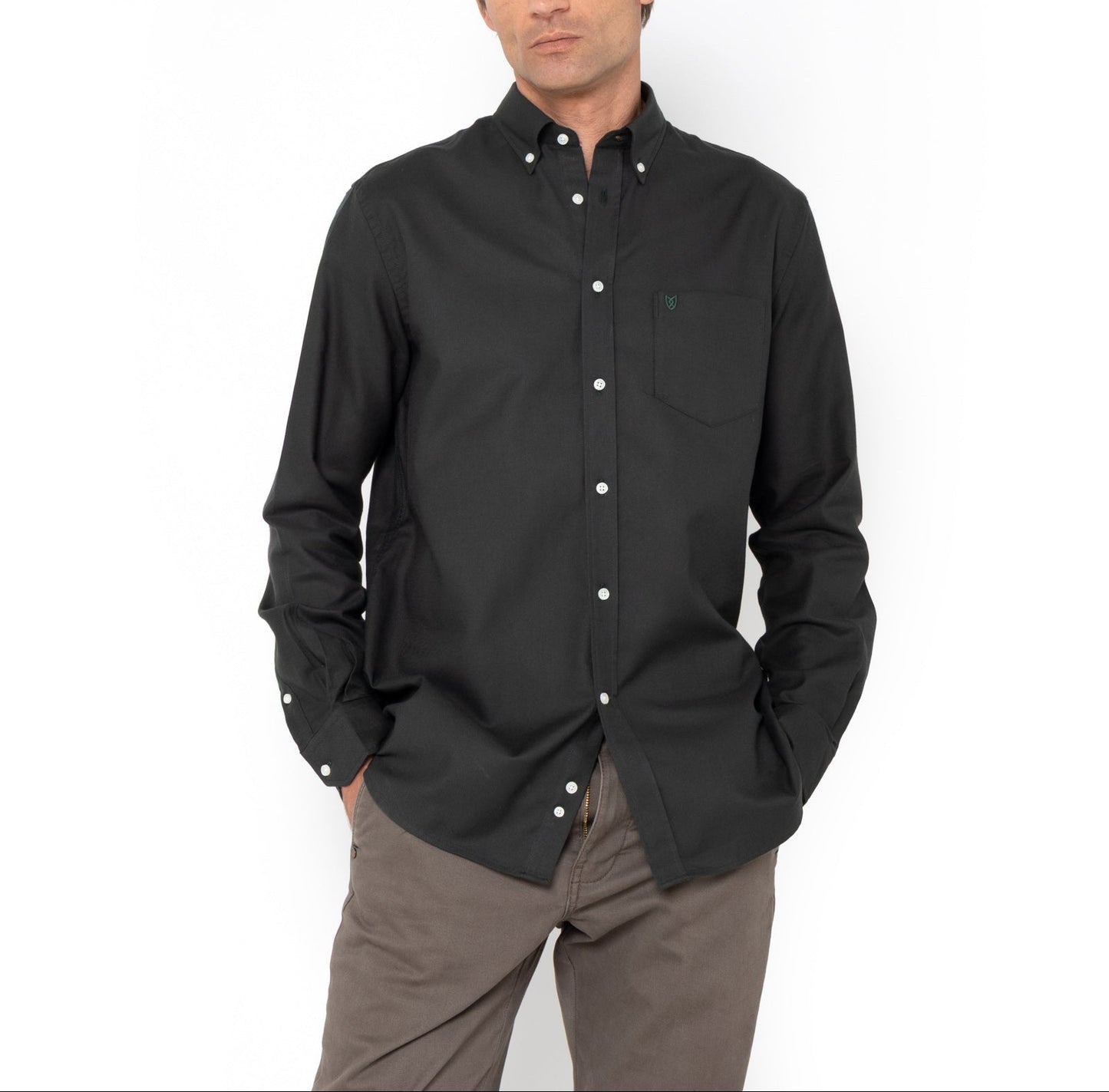 Bostonians Twill Regular Fit Olive Green Shirt