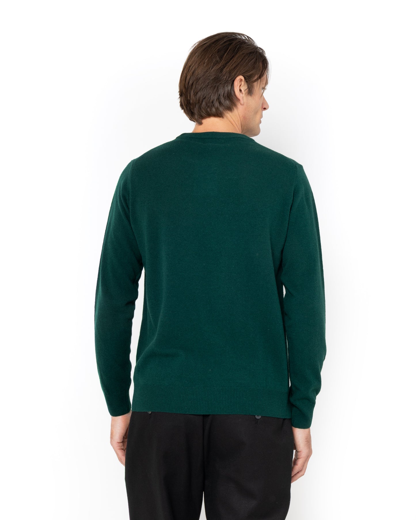 Bostonians Regular Fit Lambswool Dark Green Knit Crewneck