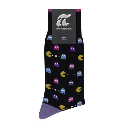 Pournaras 3709 Black Pacman Cotton Socks