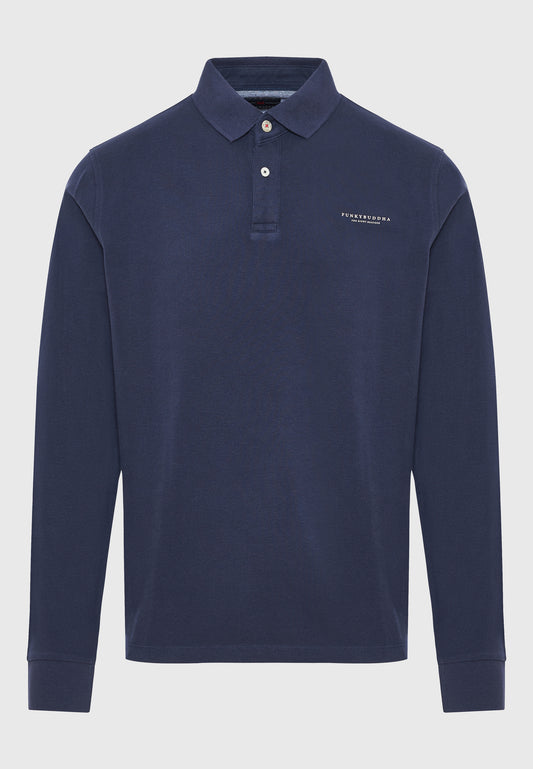 Funky Buddha Long-Sleeved Navy Polo