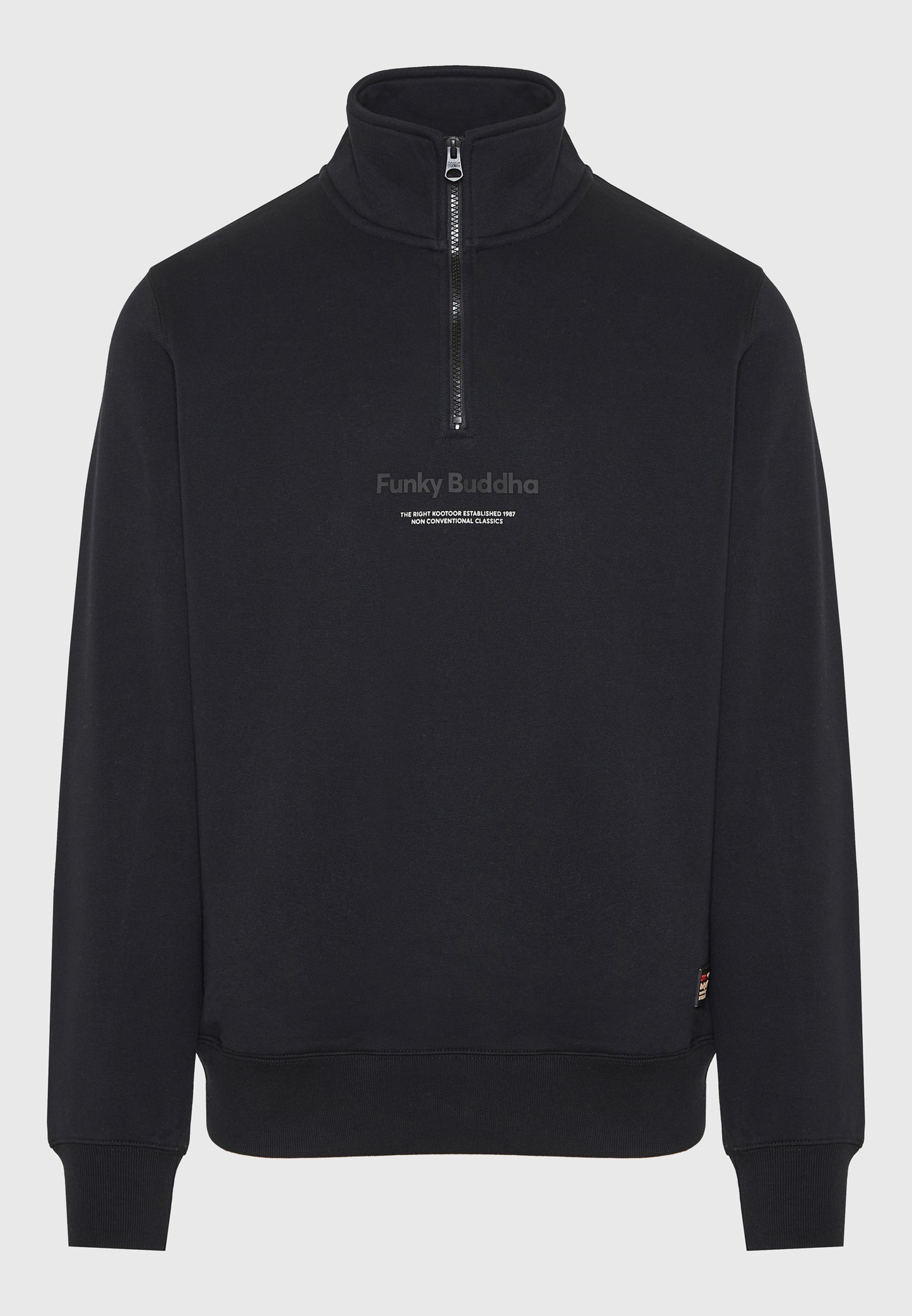 Funky Buddha Half-Zip Black Sweater