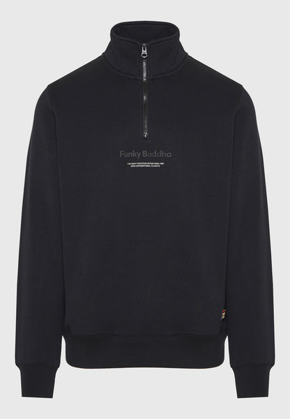 Funky Buddha Half-Zip Black Sweater