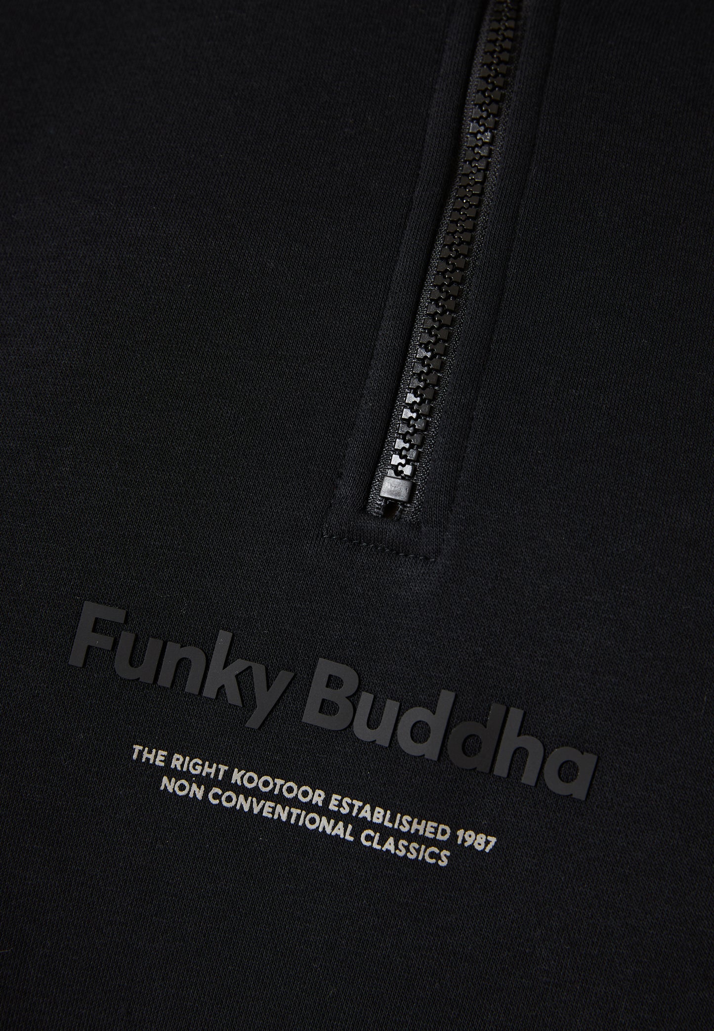 Funky Buddha Half-Zip Black Sweater