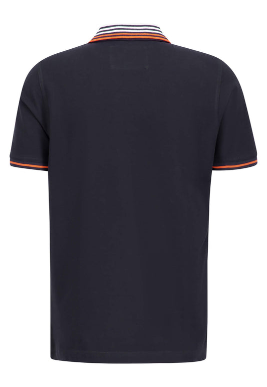 Fynch-Hatton Stripped Collar Modern Fit Supima Cotton Navy Polo T-Shirt