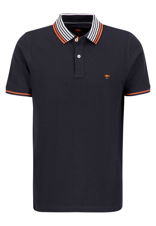 Fynch-Hatton Stripped Collar Modern Fit Supima Cotton Navy Polo T-Shirt