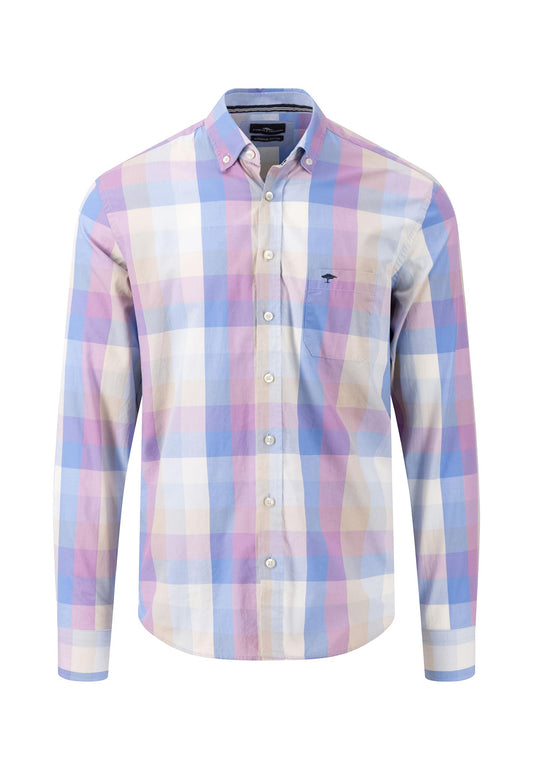 Fynch-Hatton Colourful Check Button Down Dusty Lavender Casual Fit Shirt