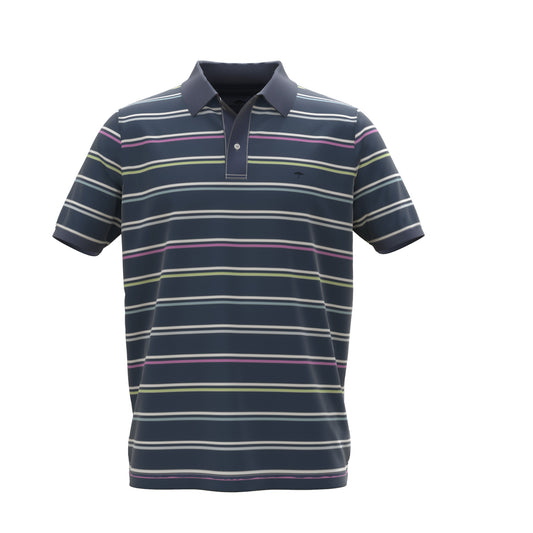 Fynch-Hatton Multicolored Stripe Navy Polo T-Shirt