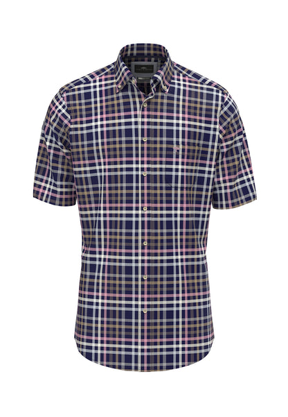 Fynch-Hatton Casual Fit Navy Combi Slub Check Shirt
