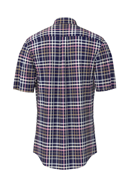 Fynch-Hatton Casual Fit Navy Combi Slub Check Shirt