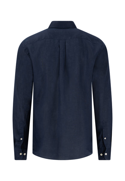 Fynch-Hatton Casual Fit Navy Premium Linen Buttoned Shirt