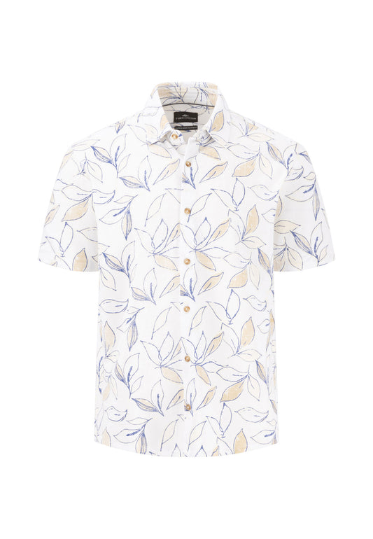 Fynch-Hatton Casual Fit Off White Polo Buttoned Shirt