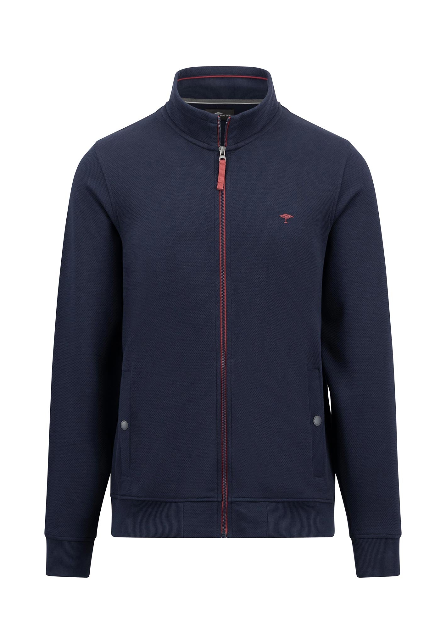 Fynch-Hatton Navy Structure Interlock Zip Cardigan