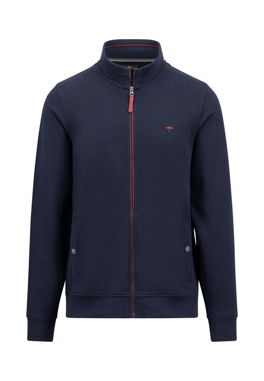 Fynch-Hatton Navy Structure Interlock Zip Cardigan