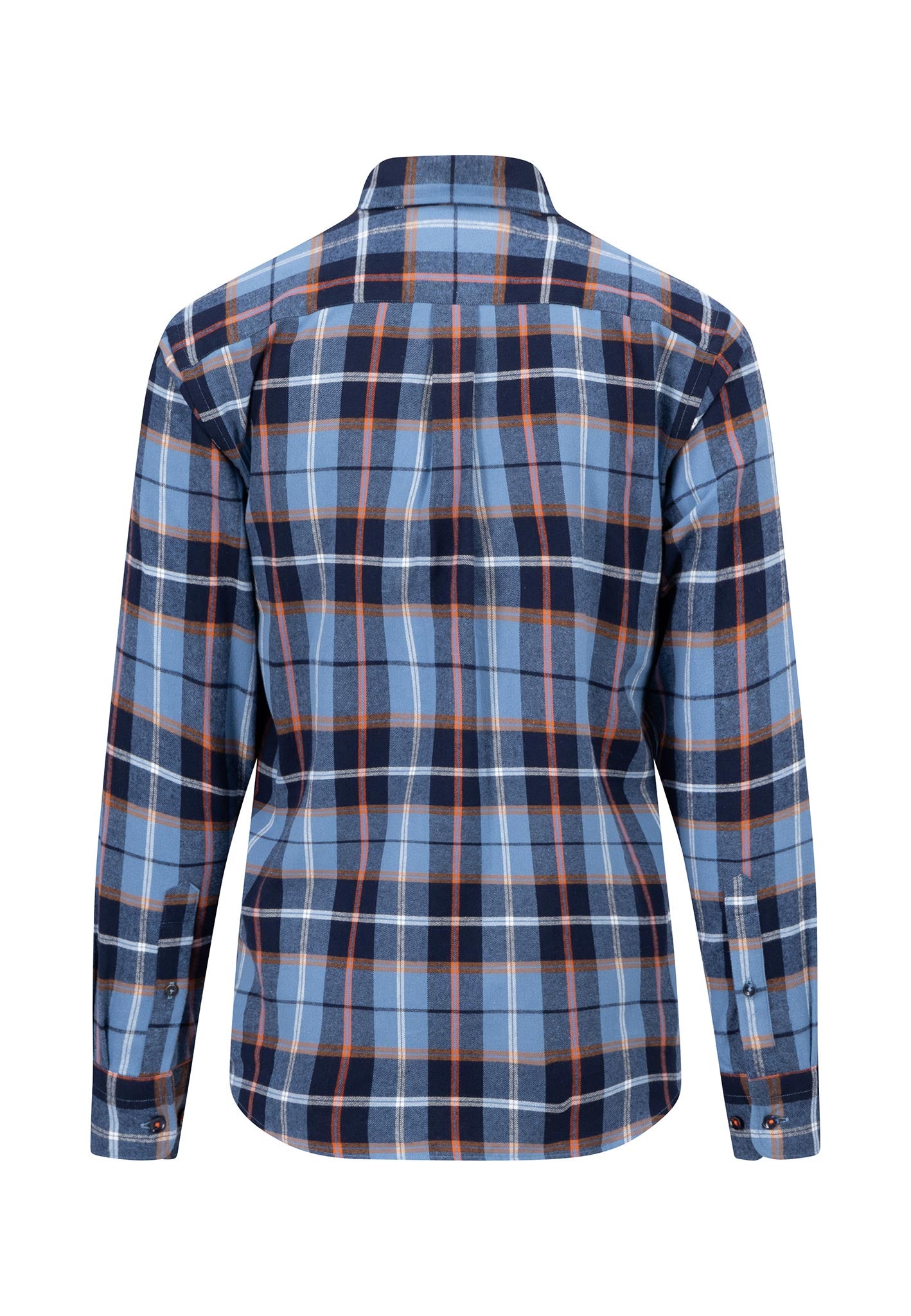 Fynch-Hatton Premium Flannel Checks Navy Buttoned Shirt