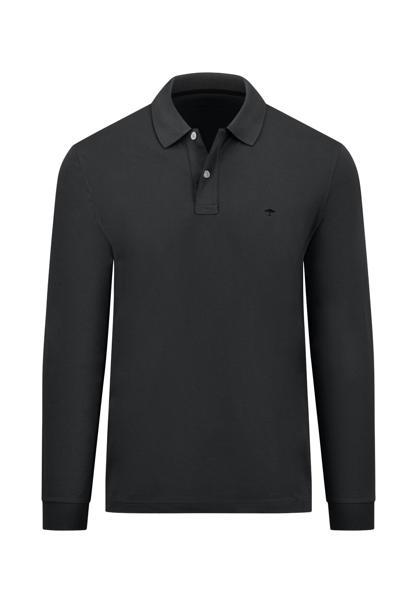 Fynch-Hatton Black Longsleeve Interlock Polo