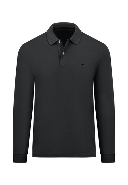 Fynch-Hatton Black Longsleeve Interlock Polo