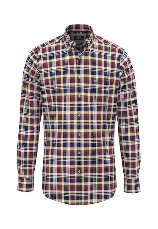 Fynch-Hatton Deep Merlot Oxford Buttoned Shirt