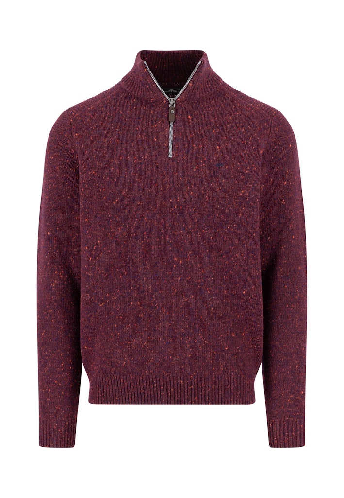Fynch-Hatton Deep Merlot Half-Zip Troyer Wool Knitwear