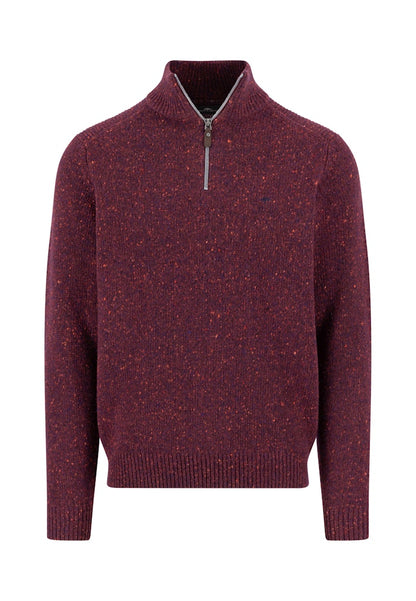 Fynch-Hatton Deep Merlot Half-Zip Troyer Wool Knitwear