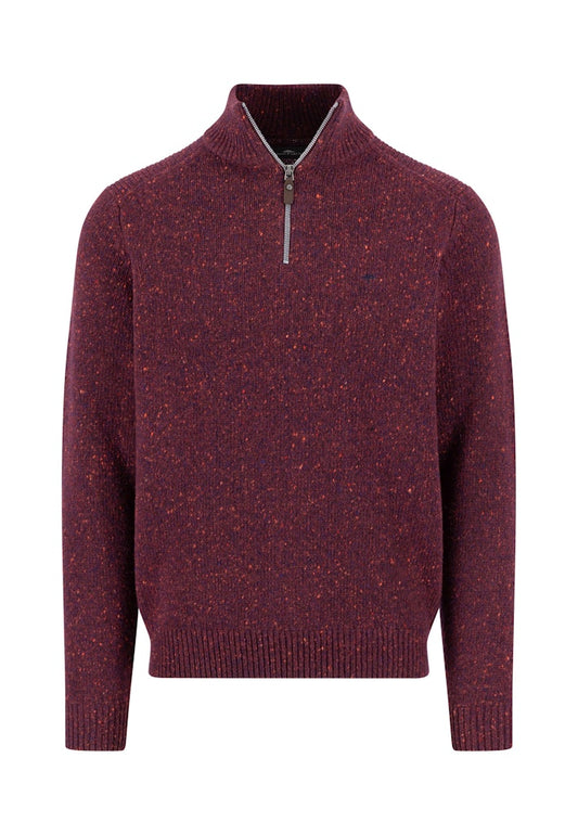 Fynch-Hatton Deep Merlot Half-Zip Troyer Wool Knitwear