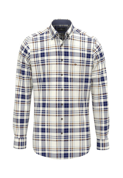 Fynch-Hatton Misty Blue Casual Fit Button-Down Shirt