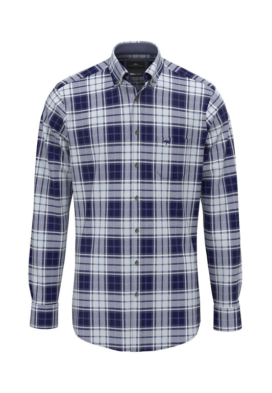 Fynch-Hatton Casual Fit Button-Down Navy Shirt