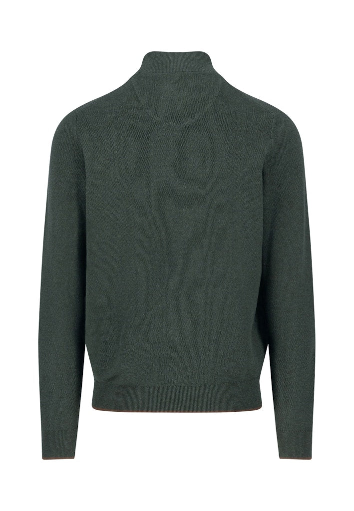 Fynch-Hatton Dark Ivy Buttoned Half-Zip Knit