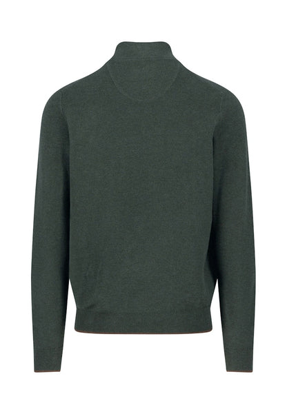 Fynch-Hatton Dark Ivy Buttoned Half-Zip Knit