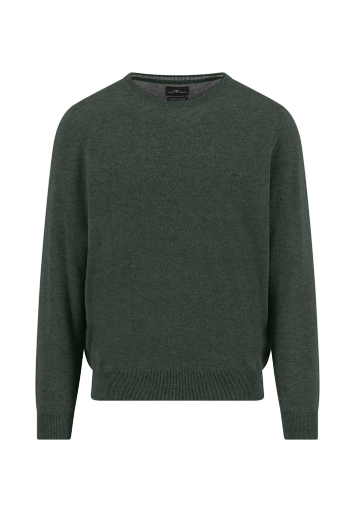 Fynch-Hatton Dark Ivy Merinos-Kashmir Crewneck Knit
