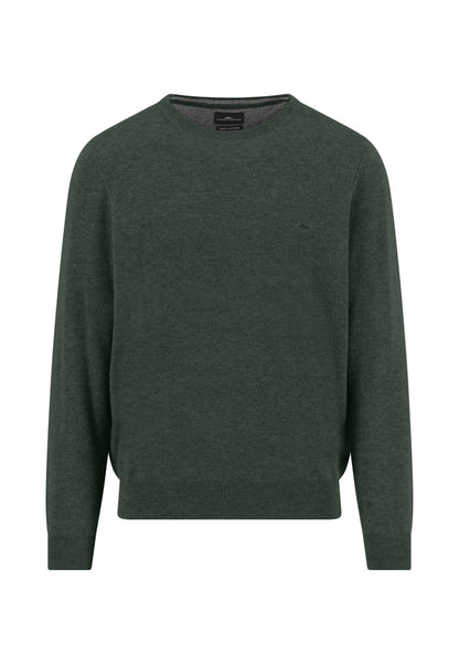 Fynch-Hatton Dark Ivy Merinos-Kashmir Crewneck Knit